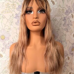 24” 100% human hair rooted ash blonde wig